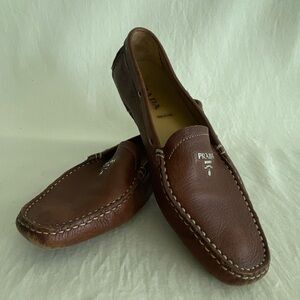 Prada Driving Shoes Brown Leather Loafer